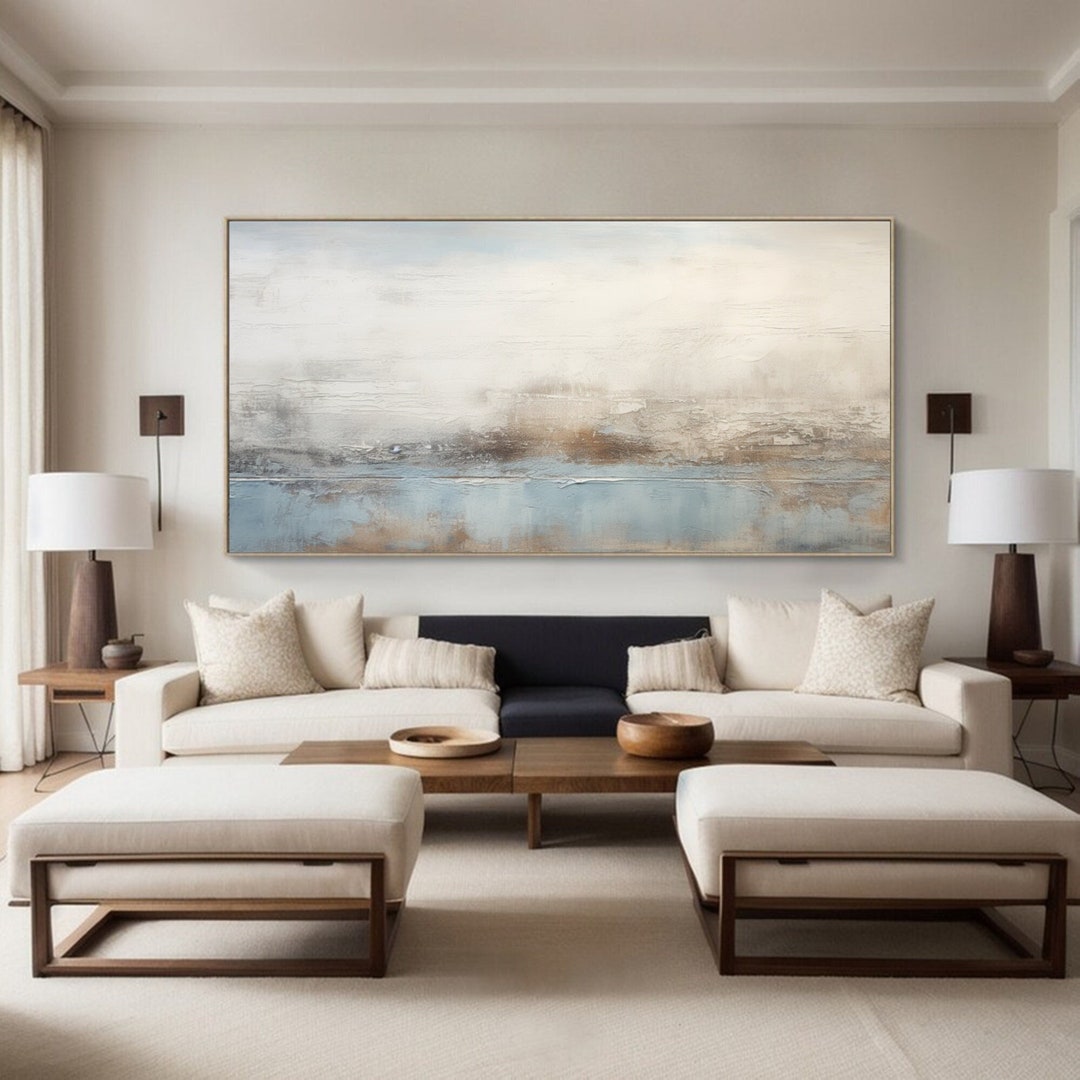 Large Original Blue Ocean Abstract Painting on Canvas Sea Wave Abstract ...