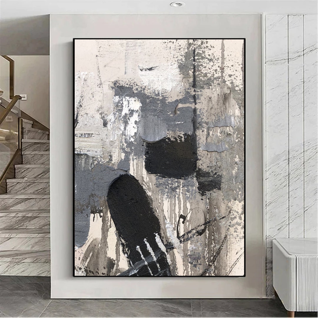 Large Black and Blue Painting on Canvas Original Black Etsy