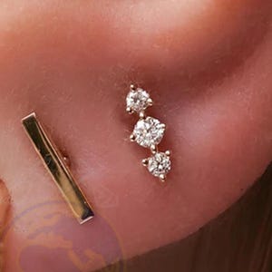14K Gold Lab Grown Diamond Helix Earring: Tragus, Conch Piercing