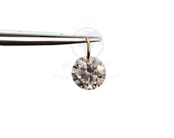 14k Gold Drilled Lab Grown Diamond Connector: VVS/EF Floating Pendant