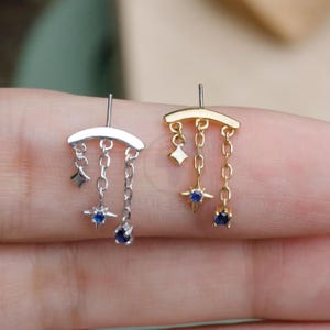 14K Gold Lab-Grown Diamond Flower Labret: Helix, Tragus, Conch Piercing