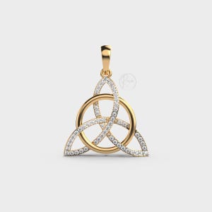 14K Gold Celtic Trinity Diamond Ferkos Necklace – Triangle Knot Charm – Elegant Irish Inspired Jewelry – Perfect Gift for Her