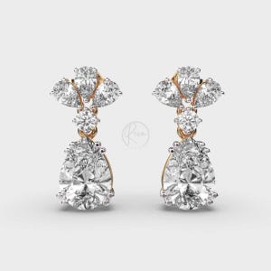 Lab Grown Pear Diamond Drop Earrings – Elegant Dangle Earrings for Every Occasion , Diamond Danglers best luxury gift her cartice jewelry
