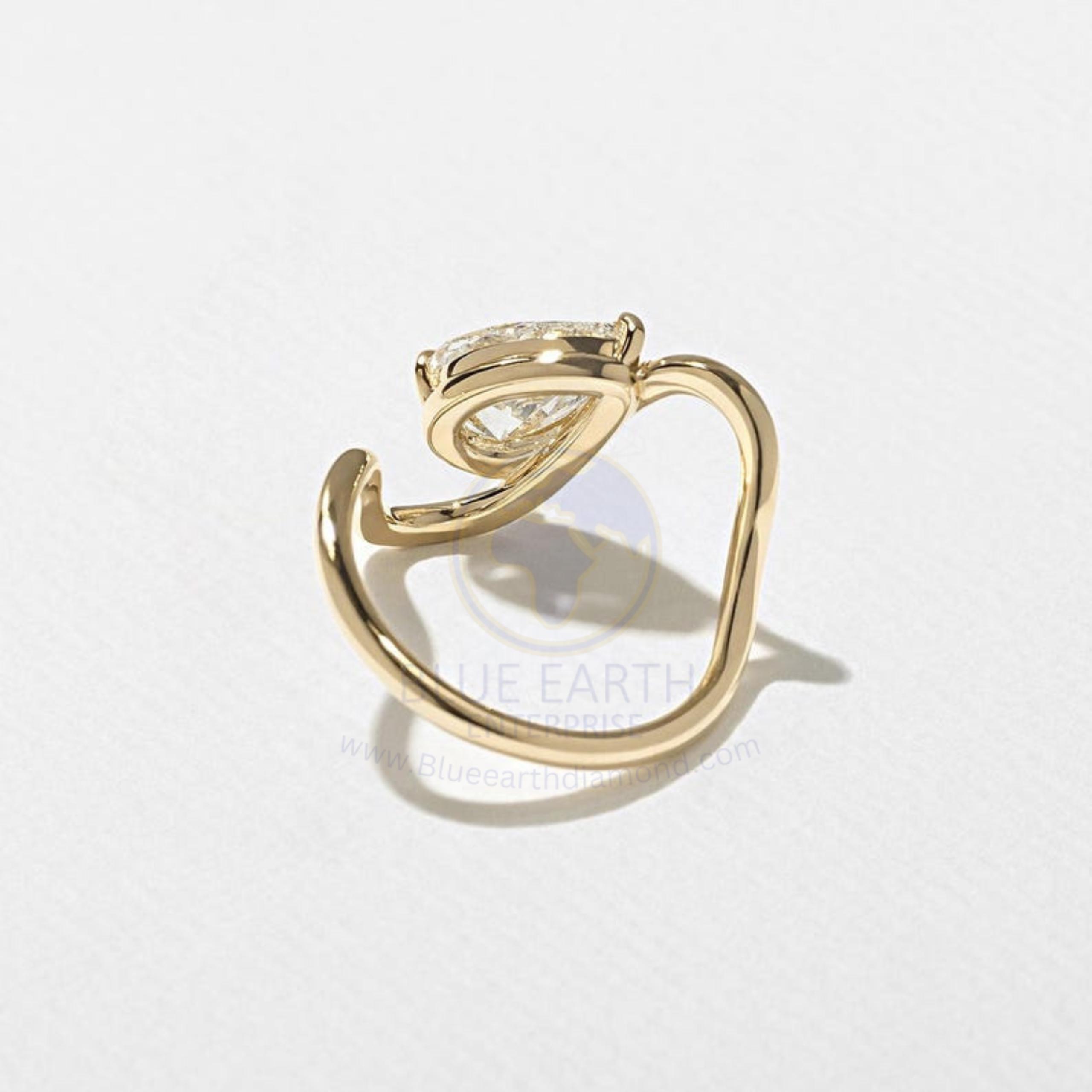 Pear Lab Grown Diamond Engagement Ring: Solid Gold Split Shank - Etsy