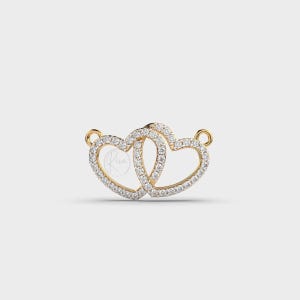 Gold & Diamond Interlocking Hearts Necklace – Double Heart Pendant – 14K Personalized Couples Initial Jewelry – Romantic Gift for Her
