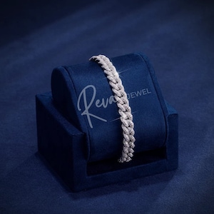 Silver Iced Cuban Link Bracelet 8mm, Cuban Bracelet With CZ Diamonds, Iced Cuban Chain, Bracelet with Moissanite Diamonds, Gold Cuban Chain