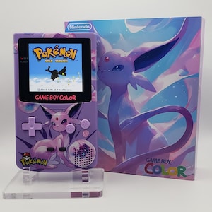 Espeon Game Boy Color - Laminierter OLED-Hintergrundbeleuchtungs-Bildschirm, neue Lautsprecher-Shell-Knöpfe, überholte Original-GBC
