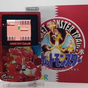 Charizard Game Boy Color - laminierter OLED-Hintergrundbeleuchtungs-Bildschirm, neue Lautsprecher-Shell-Knöpfe, überholtes Original-GBC