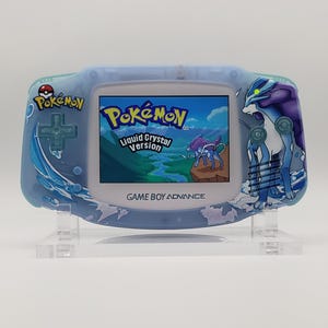 Suicune Game Boy Advance - Laminated IPS Backlit Screen by Funnyplaying, New Speaker, Shell, Crystal Buttons, Refurbished Original GBA
