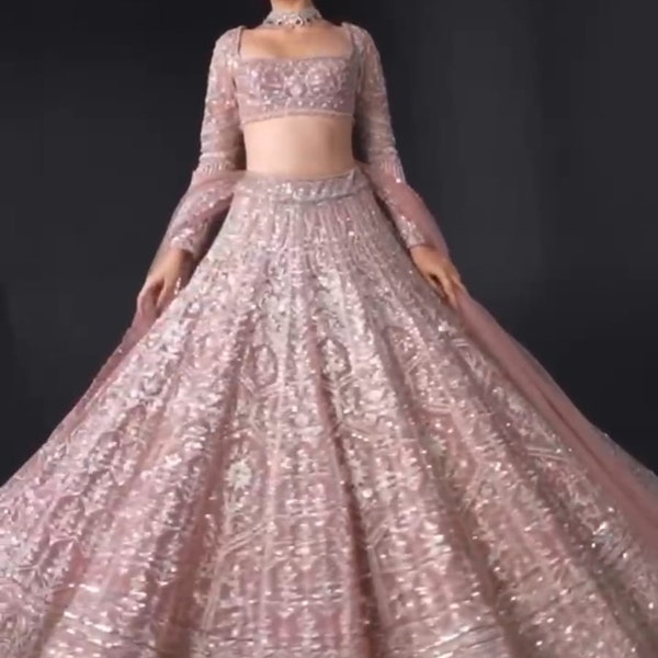 Designer Light Pink Net Lehenga Choli And Dupatta With Embroidery Sequence Work For Women, Party Wear Lehenga Choli, Ethnic Wear Lehenga Set