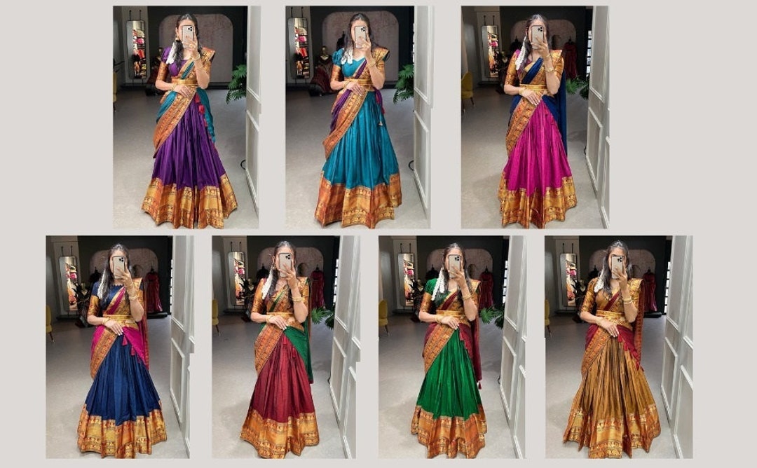 Purple Color Zari Weaving Work Narayan Pet Cotton Hyderabadi Lehenga C –  Looknbook Art