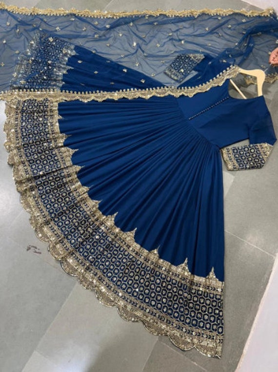 Buy Georgette Indian Wedding Anarkali Suit In Prussian Blue Color Online -  LSTV05586 | Andaaz Fashion