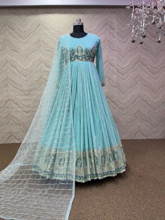 Sky Blue Formal Girls Pageant Gown with Embroidery #MQ3681 - GemGrace.com