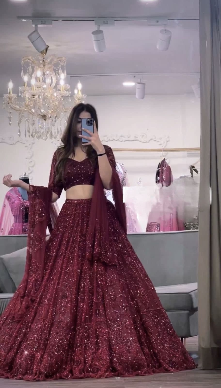 Pink and maroon bridal deals lehenga