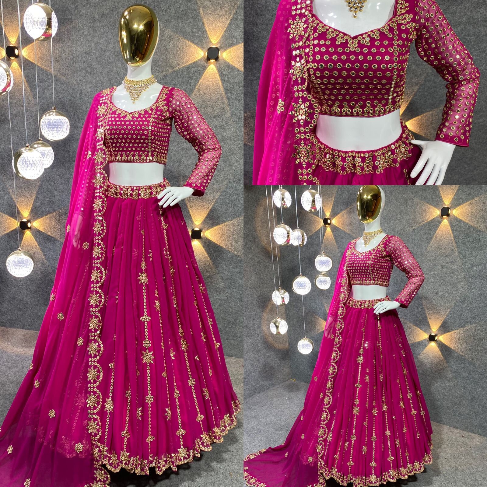 Bridal lehenga top rani colour