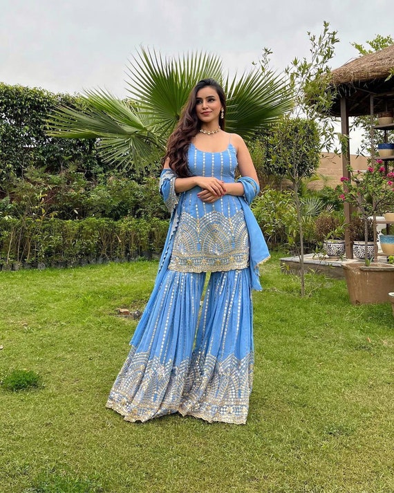 Sky blue pakistani dresses sale