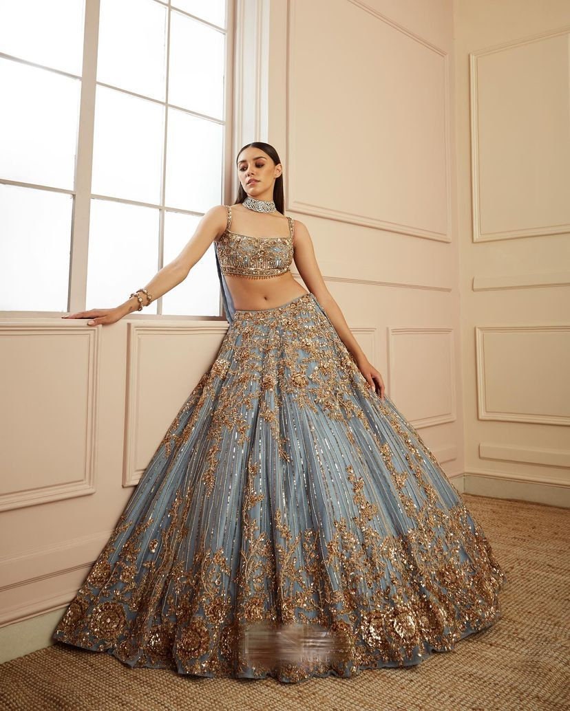 Baby Blue Lehenga Etsy UK