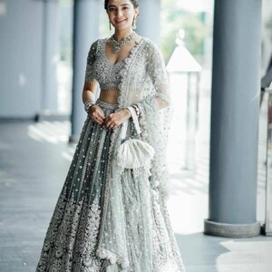 Gray lehenga with best sale jewellery