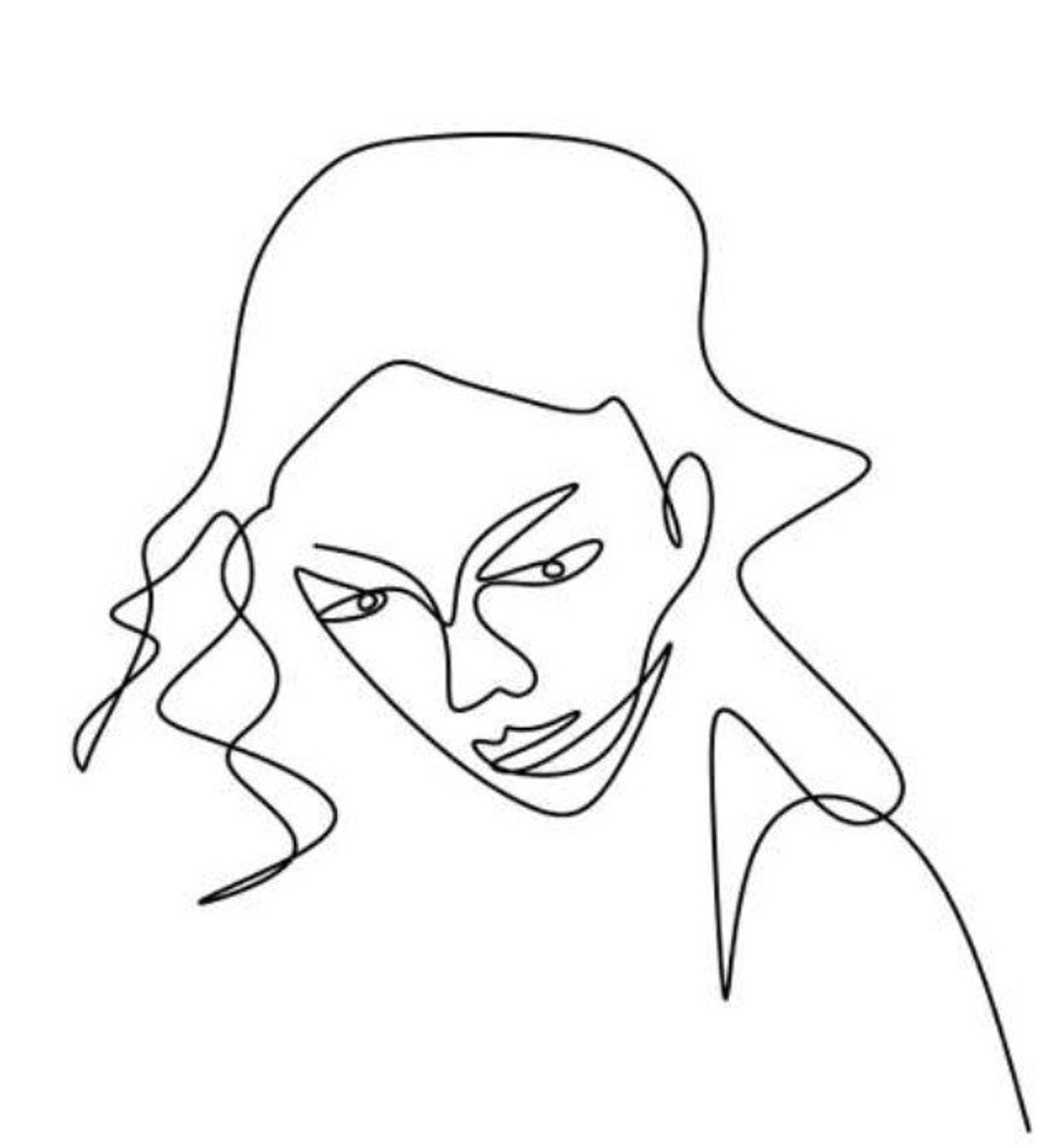 Abstract Poster With Minimal Woman Face One Continuous Line Art on ...