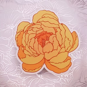 Adesivo fustellato peonia / Adesivo opaco e olografico / Adesivo fiore romantico / (Forniture per ufficio, Scrapbooking, Journaling, Ritorno a scuola)