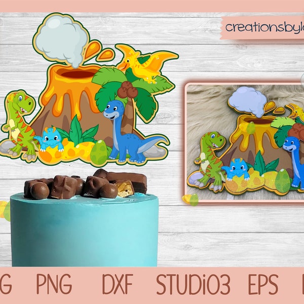 Dinosaur cake topper | 3D cake topper for cricut or silhouette (Digital SVG file)