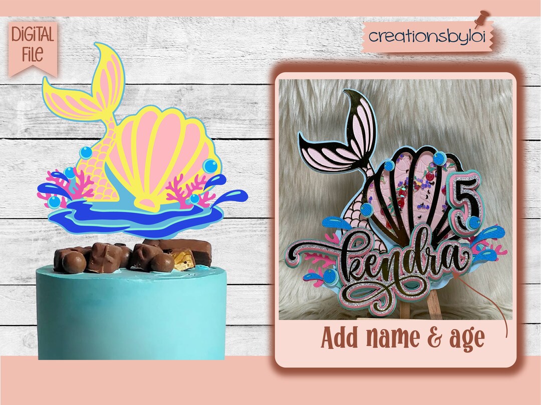 Mermaid Cake Topper 3D Cake Topper for Cricut or Silhouette digital SVG ...