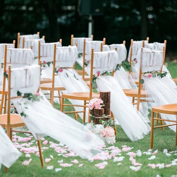 Wedding Chiffon Chiavari Chair Sash-1.5m*2m Chair Covers, Chair Draping, Chiavari Slipcover, Wedding Chair Sashes- White Chiffon Sash decor