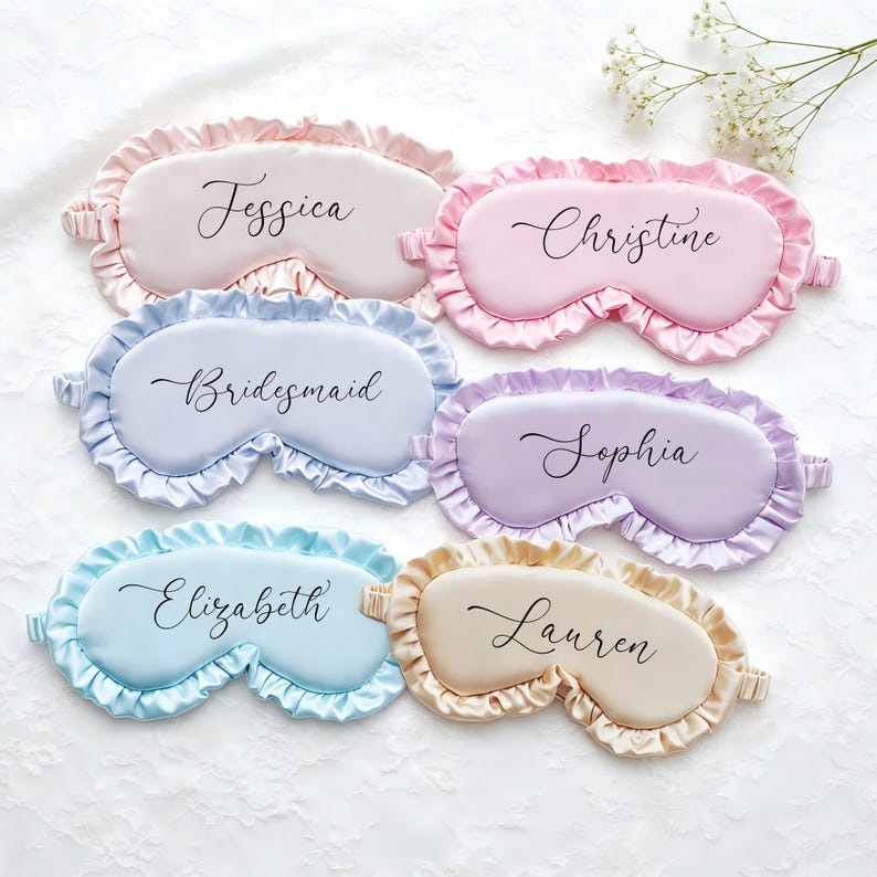 Custom Name sleep mask,Personalized Satin Eye Mask, Bridesmaid Gfit Proposal, elastic band, popular eye mask, Birthday Wedding Party Idea image 1