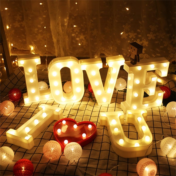 16cm&22cm LED Lettres signes de table de mariage-Panneaux de fête LED-Décorations d’anniversaire-Décorations de mariage-Décor de table de fête-Cadeau personnalisé