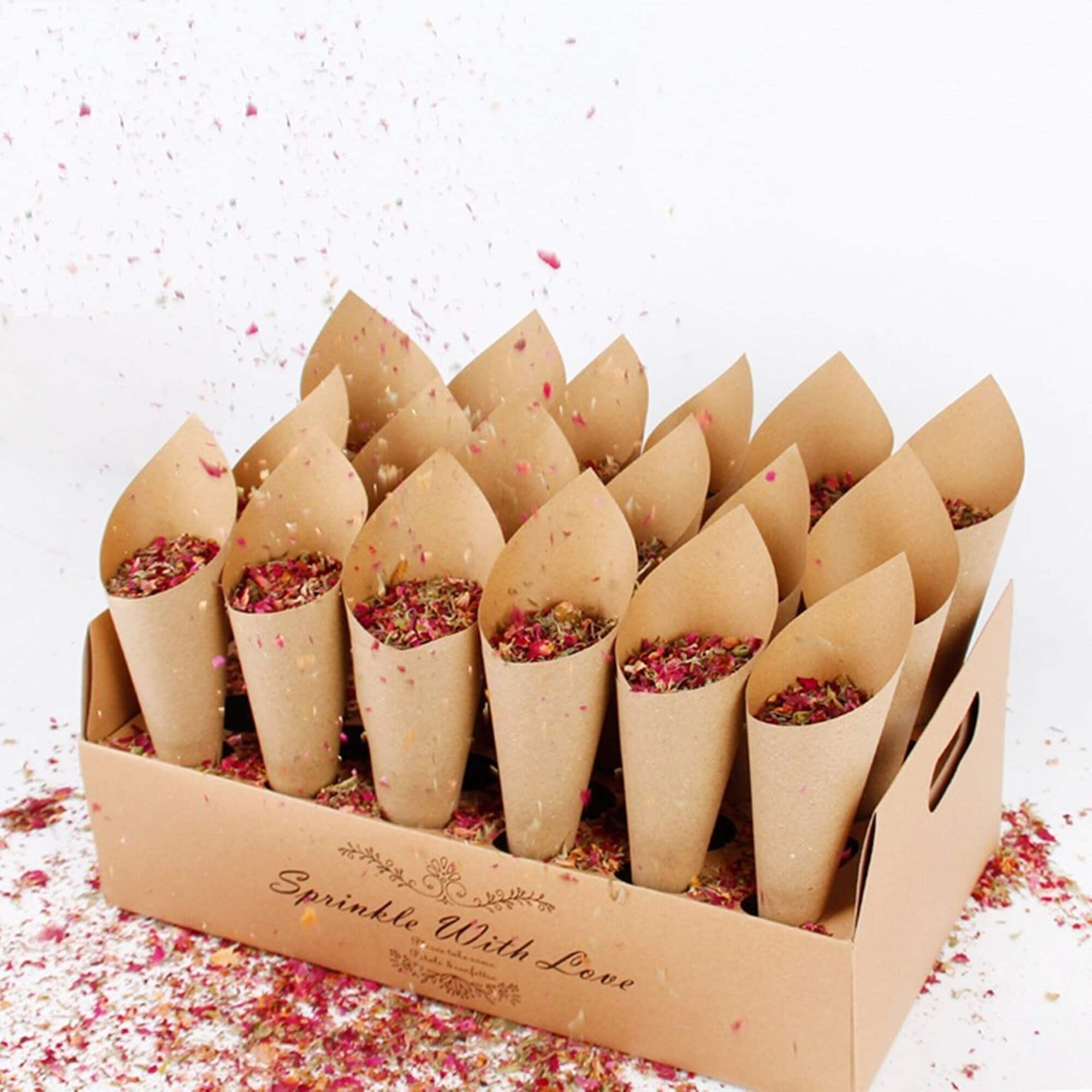 Confetti Cone Dried Flower Petals for Tossing Just Married Celebration –  ThePrettyPartyBoxx