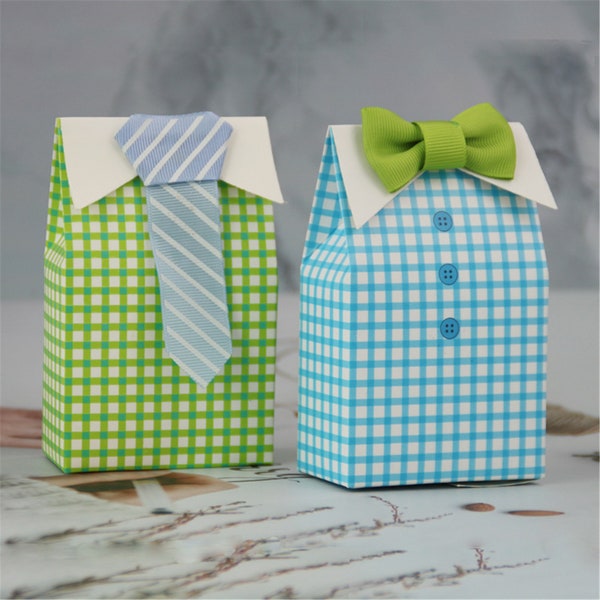 DIY candy boxes,Necktie/bow tie stytle candy favor bags,Boy's baby shower favor bags&Wedding candy boxes for the birthday party