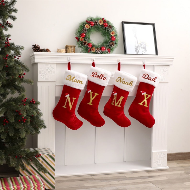 Christmas Garter With Name, Letter Christmas Stocking, 2023 Family