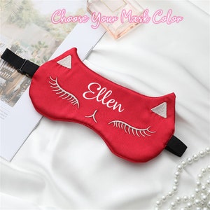 Customizable sleep mask, double-sided same color, 2023 popular eye mask, party eye mask，bridesmaid gifts bridal gift cat face eye mask