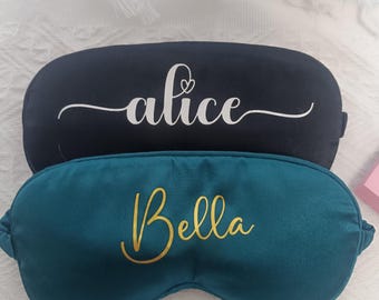 Personalized Velvet Sleep Mask, Custom Name Eye Mask, Bridesmaid Gift