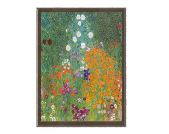 GUSTAV KLIMT PRINT - Flower Garden -High Resolution - Klimt Digital Download Art Poster Premium Giclée Art Print of a Classic Retro Painting