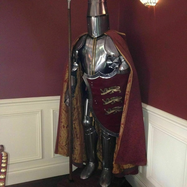 Full Size 6 Feet Knights Crusader Suit Of Armour Medieval Roman Armor Suit Solid Steel With Complete Stand Home Decor Item