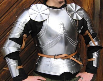 Medieval German Gothic Rider Armor Half Body Armor Suit/Cuirass/Pauldrons/Hand set Larp Costume