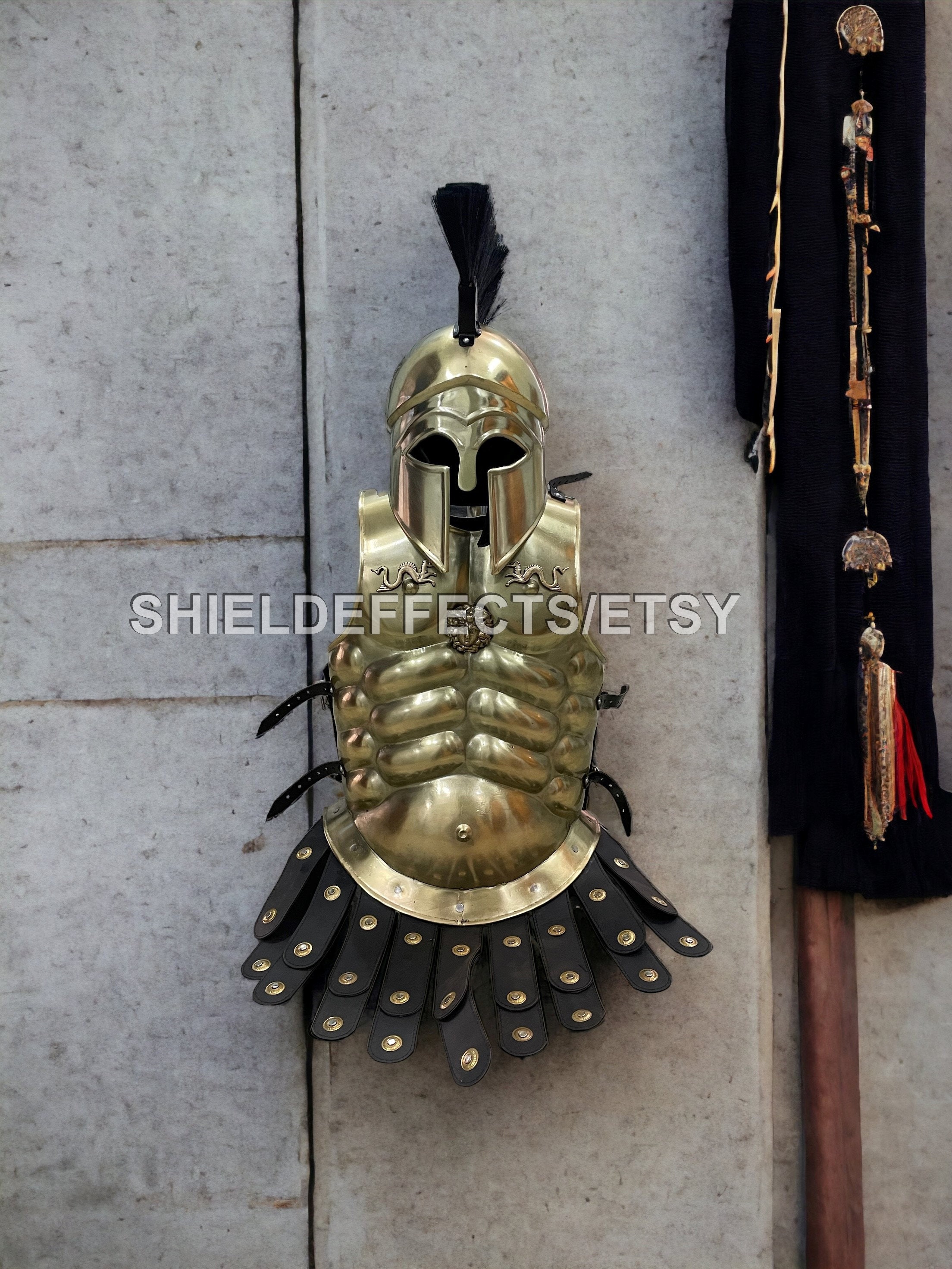Casco medieval griego corintio casco espartano con pluma disfraz de  Halloween