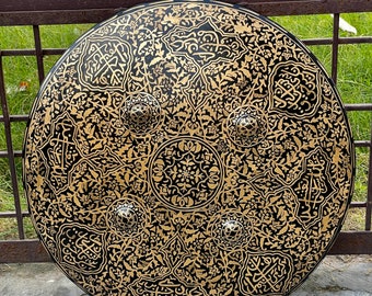 New Medieval Islamic Shield Embossed Indo Persian Shield Arabic Inscription Metal Shield Replica Armor Shield