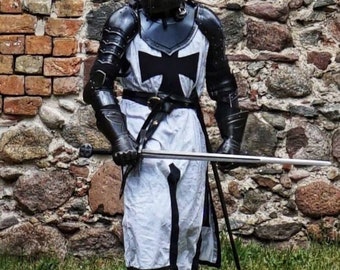 Medieval Black Templar Knight Full Body Set Chain Mail Armour Suit Great Halloween Costume/Armor Boot/Templar Cloak/Templar Sword Costume