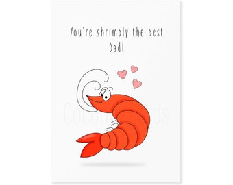 Happy Father's Day Karte - You're Shrimply The Best - Geburtstagskarte - Shrimply - Karte für Papa - Vatertag - lustige Karte - Kokosnusskarten