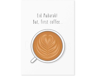 Eid Card - Coffee Card - Latte Card - Coffee Lover - Eid Mubarak Card - Happy Eid Card - Muslim - Islam - For Him - For Her - Coconut Cards