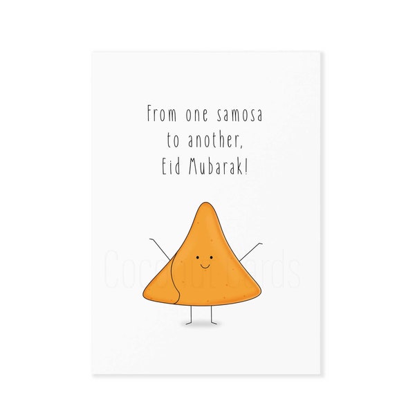 Happy Eid Card - Cute Samosa Eid Card - Funny Eid Card - Funny Pun Card - Quirky Fun Novelty Eid Card - Eid Festival - Eid - Coconut Cards