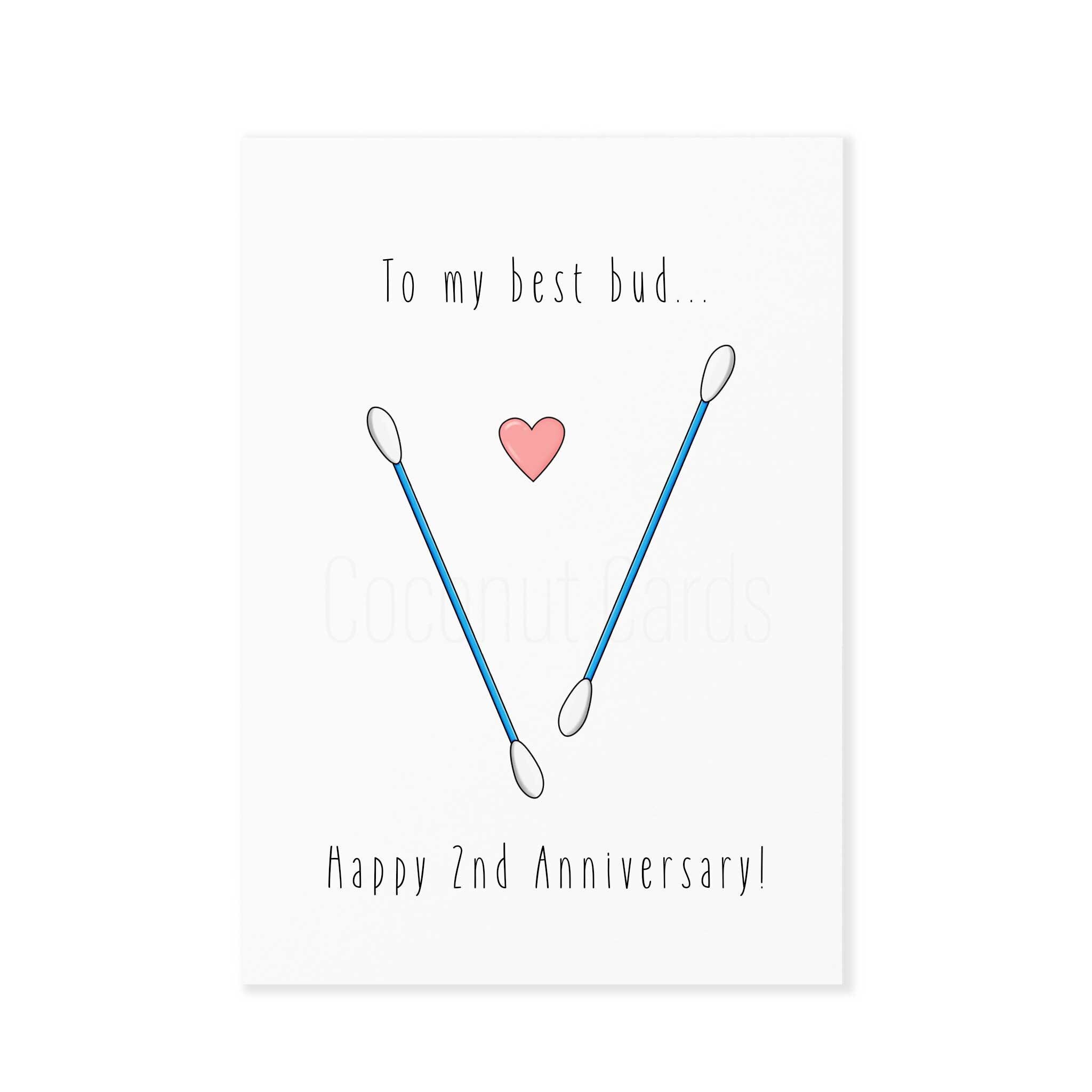 Happy 2nd Anniversary Card Cotton Anniversary Second Etsy