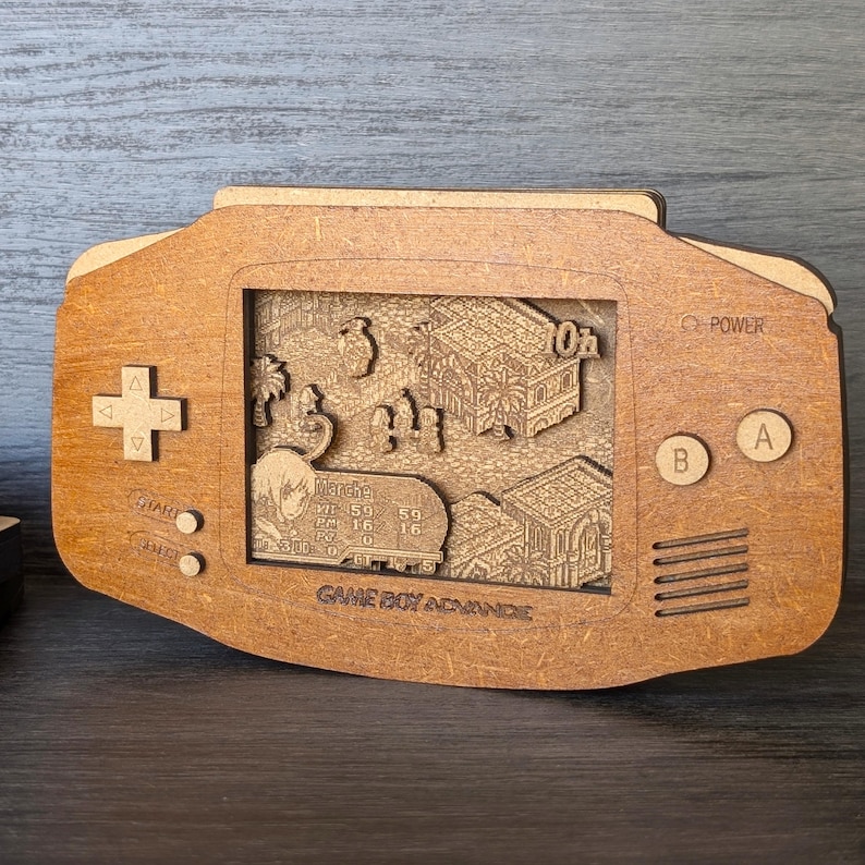 Game Boy Advance (GBA) - Wooden Console - Video Game Diorama image 3