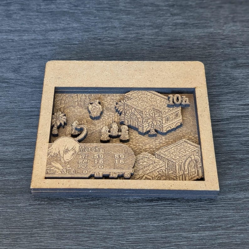 Game Boy Advance (GBA) - Wooden Console - Video Game Diorama Final Fantasy Tact.