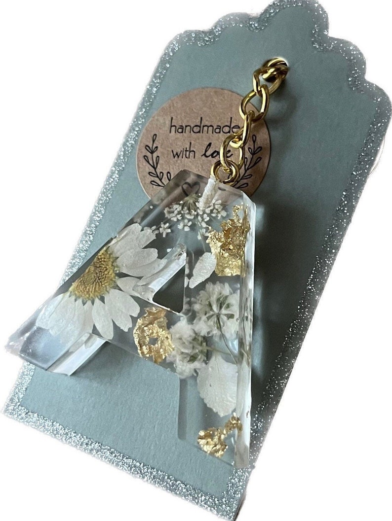 Personalized letter keychain epoxy resin l resin l gift idea l birthday l Mother's Day l Christmas l Easter image 2