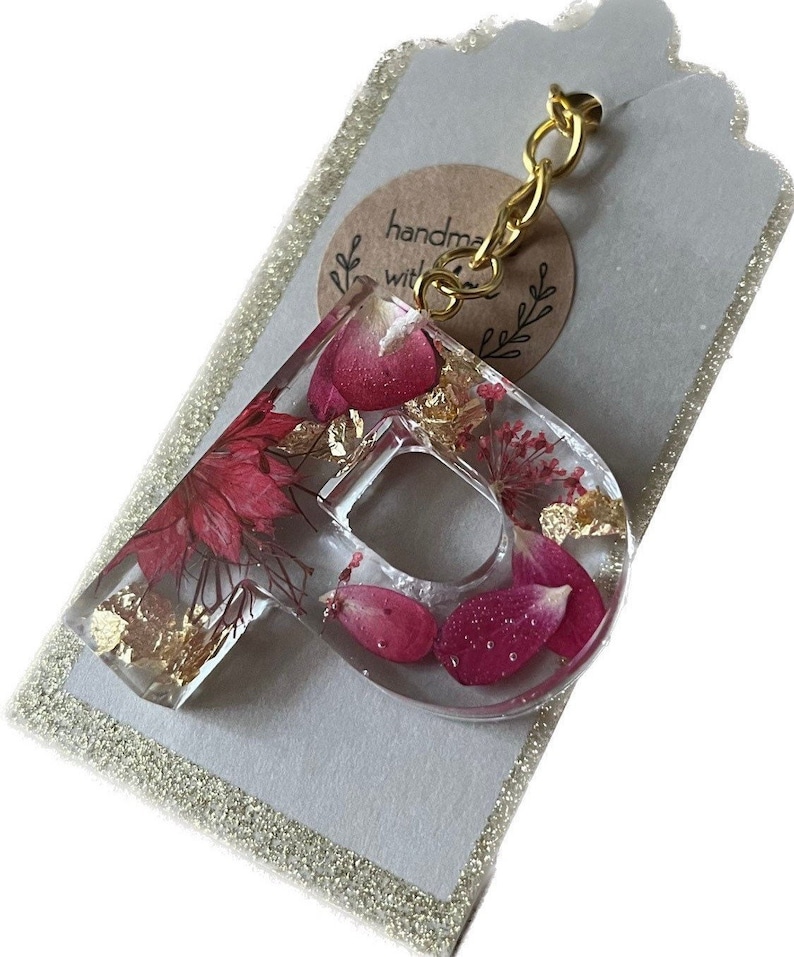 Personalized letter keychain epoxy resin l resin l gift idea l birthday l Mother's Day l Christmas l Easter image 1