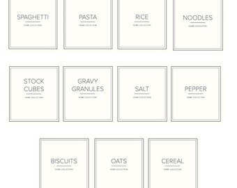 Cream Pantry Labels/Waterproof & Oil Resistant Kitchen Food Storage Jar Minimal Labels for Spaghetti Pasta Cereals/Square Stickers