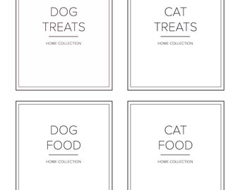 White Dog and Cat Treat Labels Pet Labels Labels for Jars Pet Treat Labels for Jars Waterproof Minimal Labels Modern Labels Storage Stickers